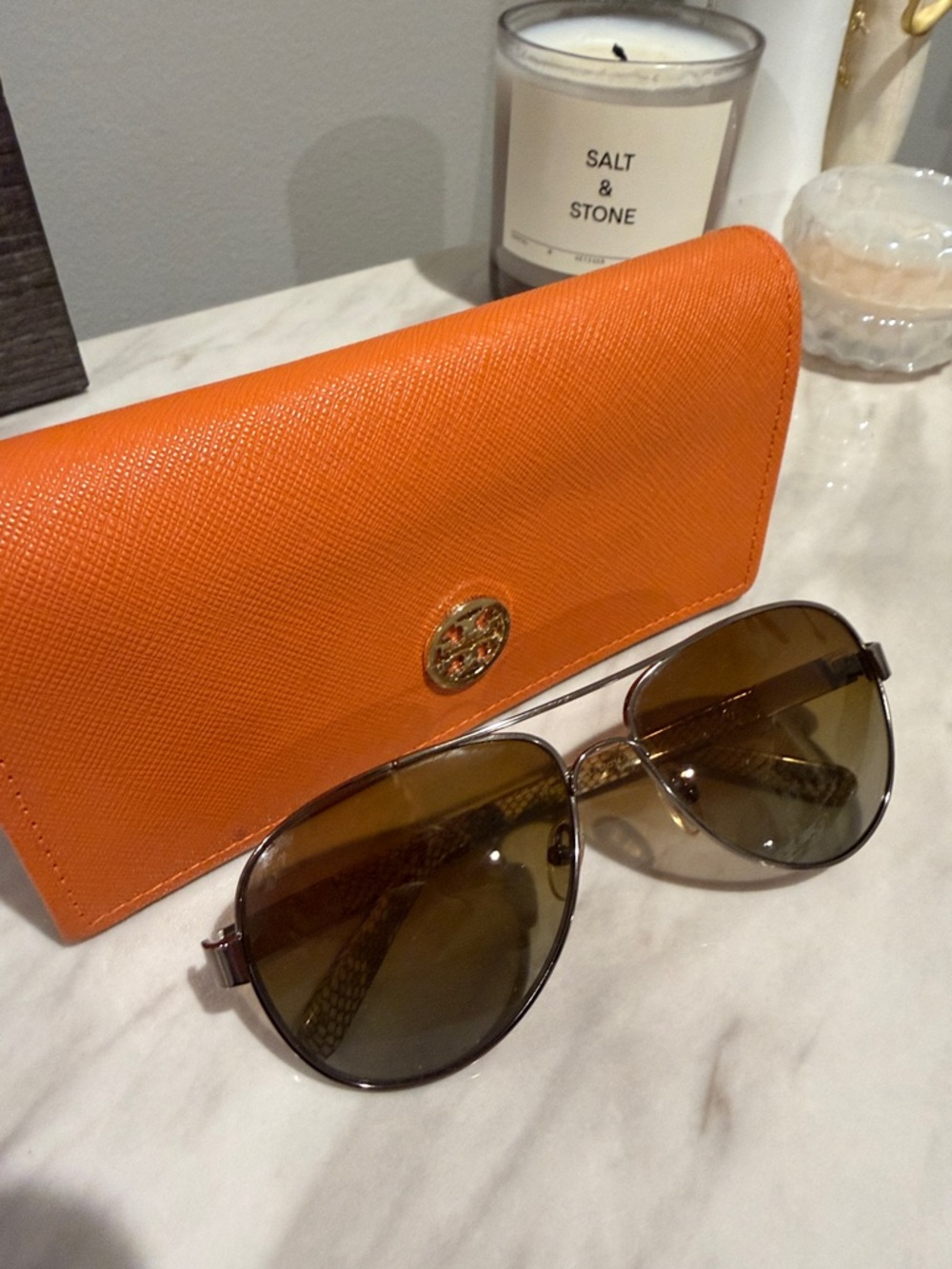 Tory Burch Bright Orange Saffiano Continental Wallet with Gold Logo